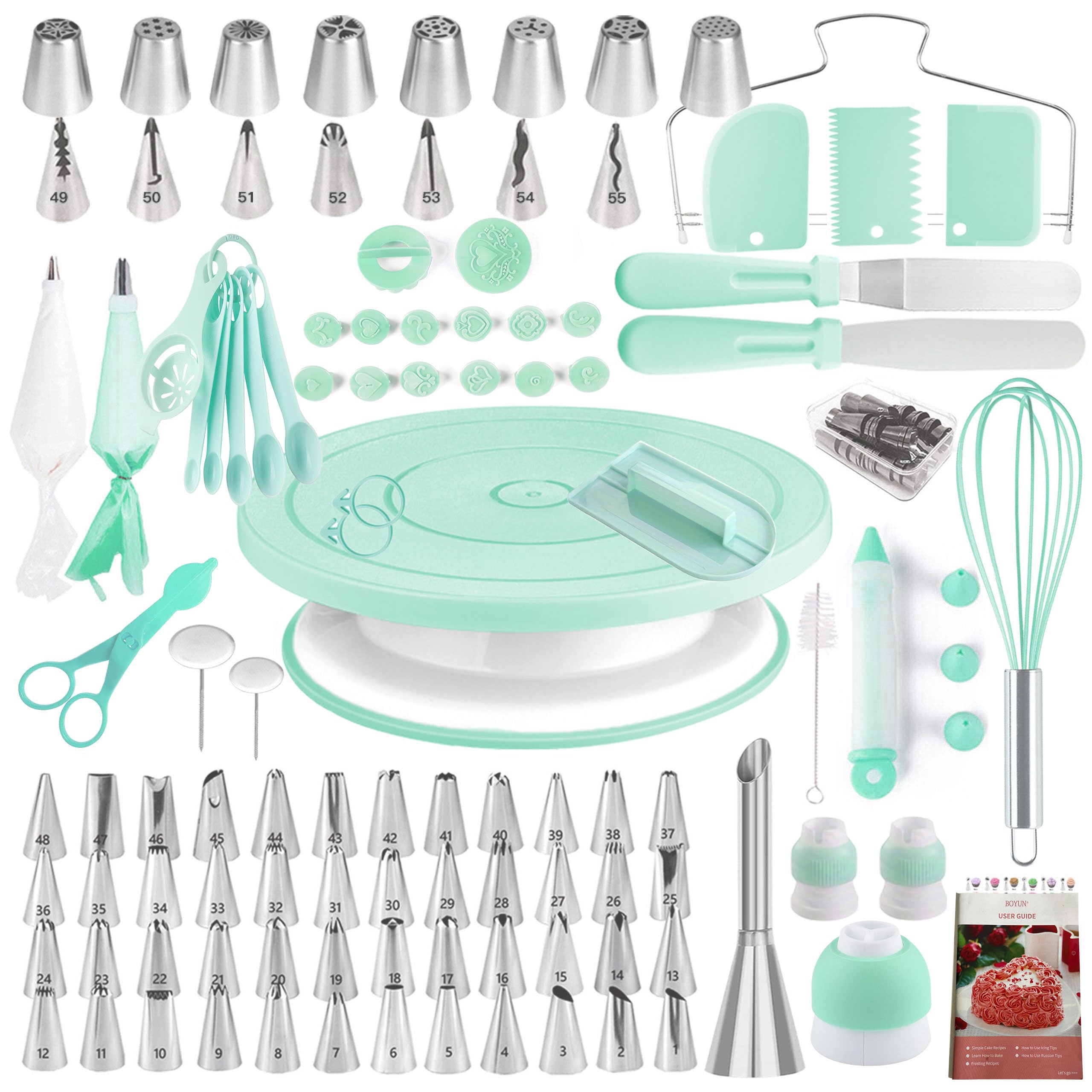 356-piece green cake decorating kit with piping tools