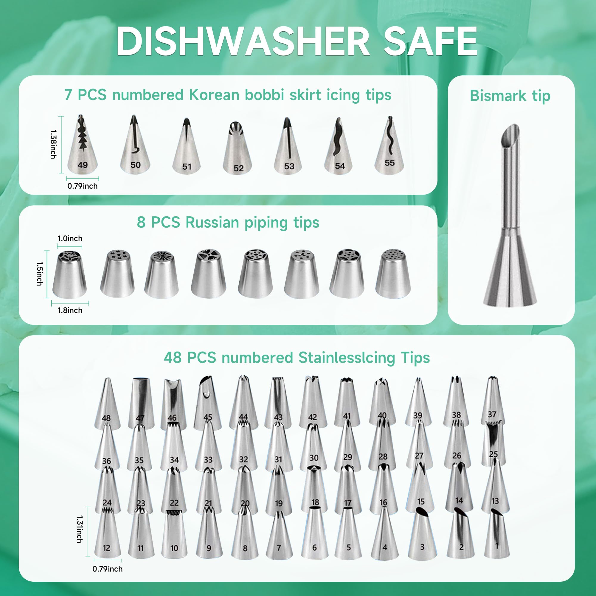 356-piece green cake decorating kit with piping tools - gallery 1