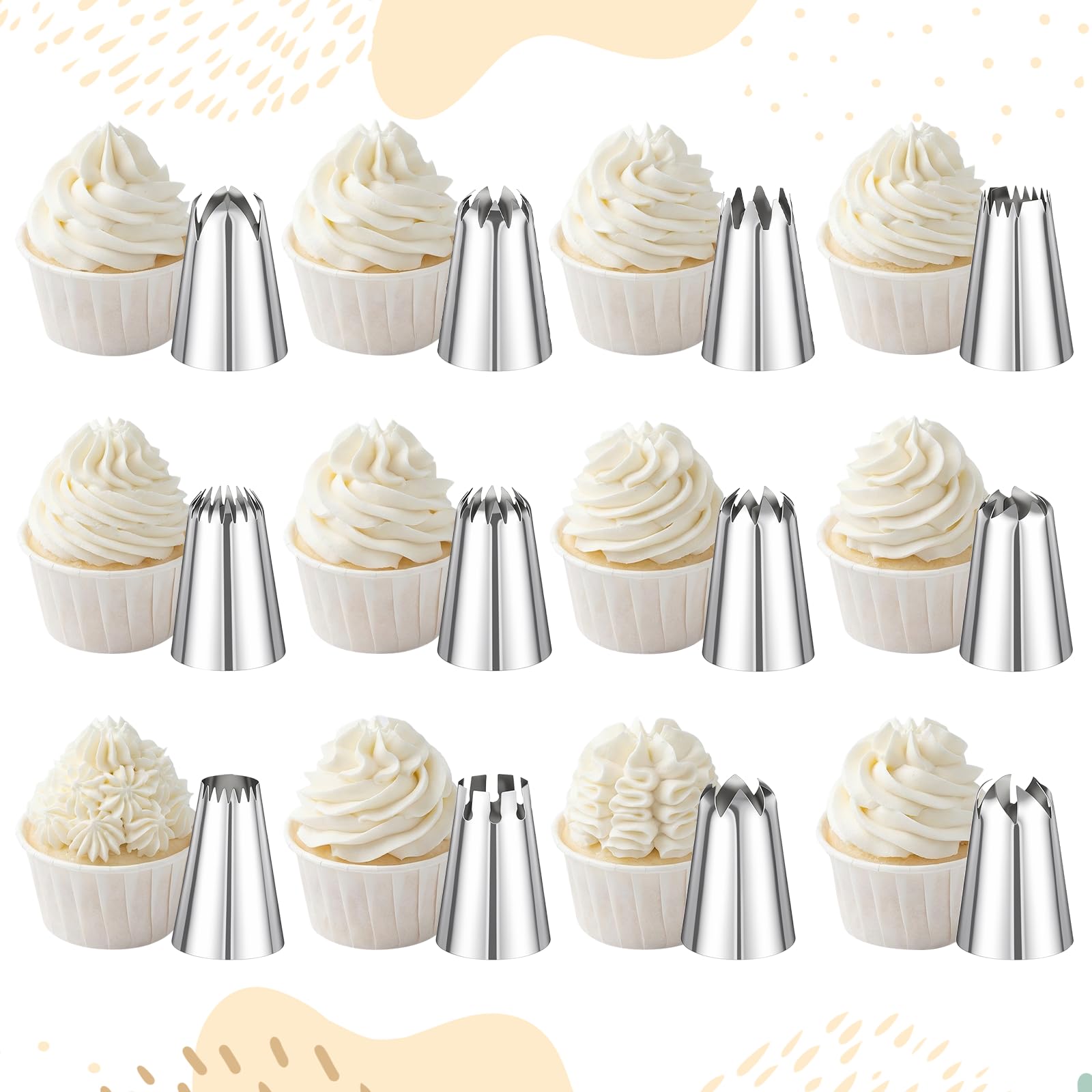 16-piece pink stainless steel pastry nozzles - gallery 3