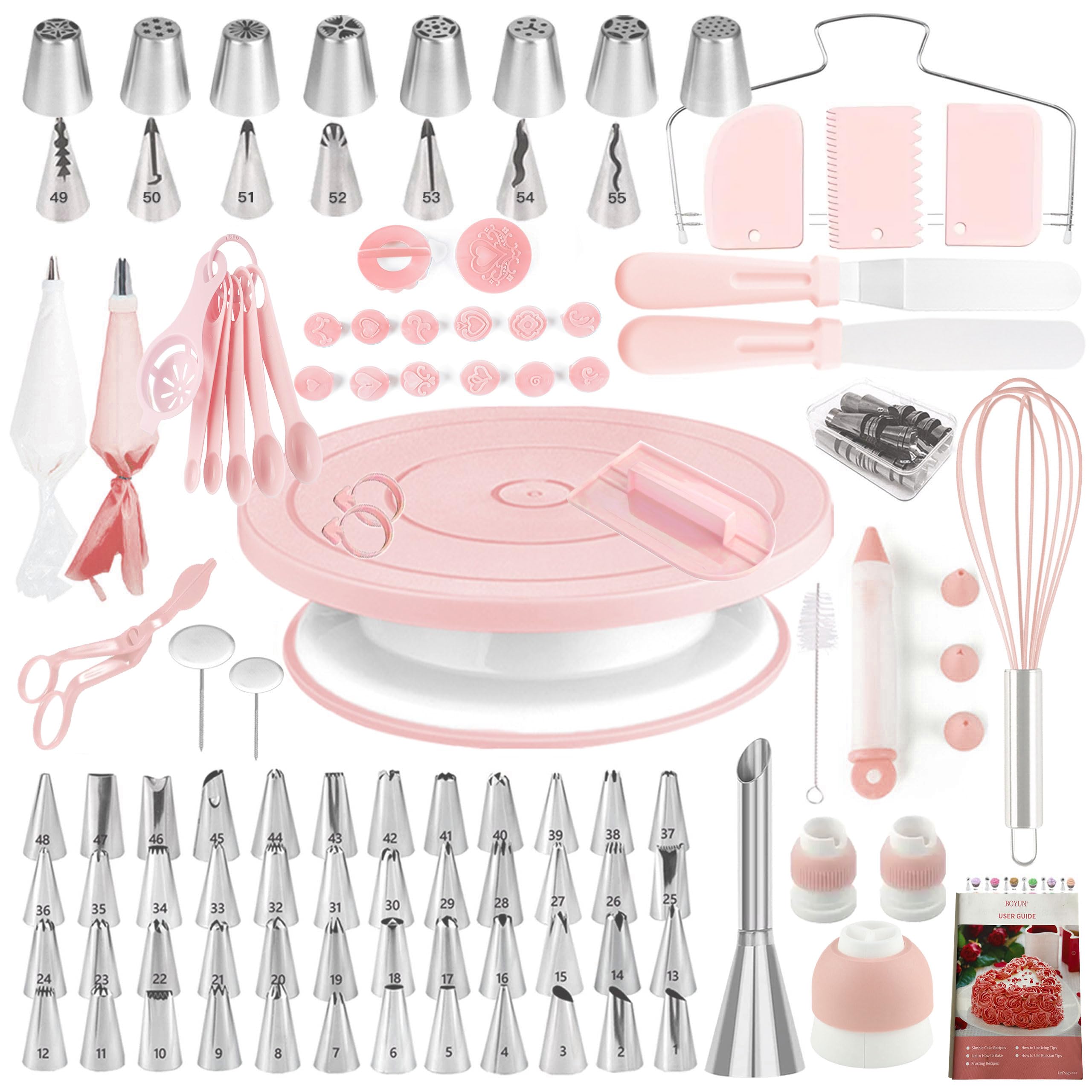137-piece pink cake decorating kit with piping tools