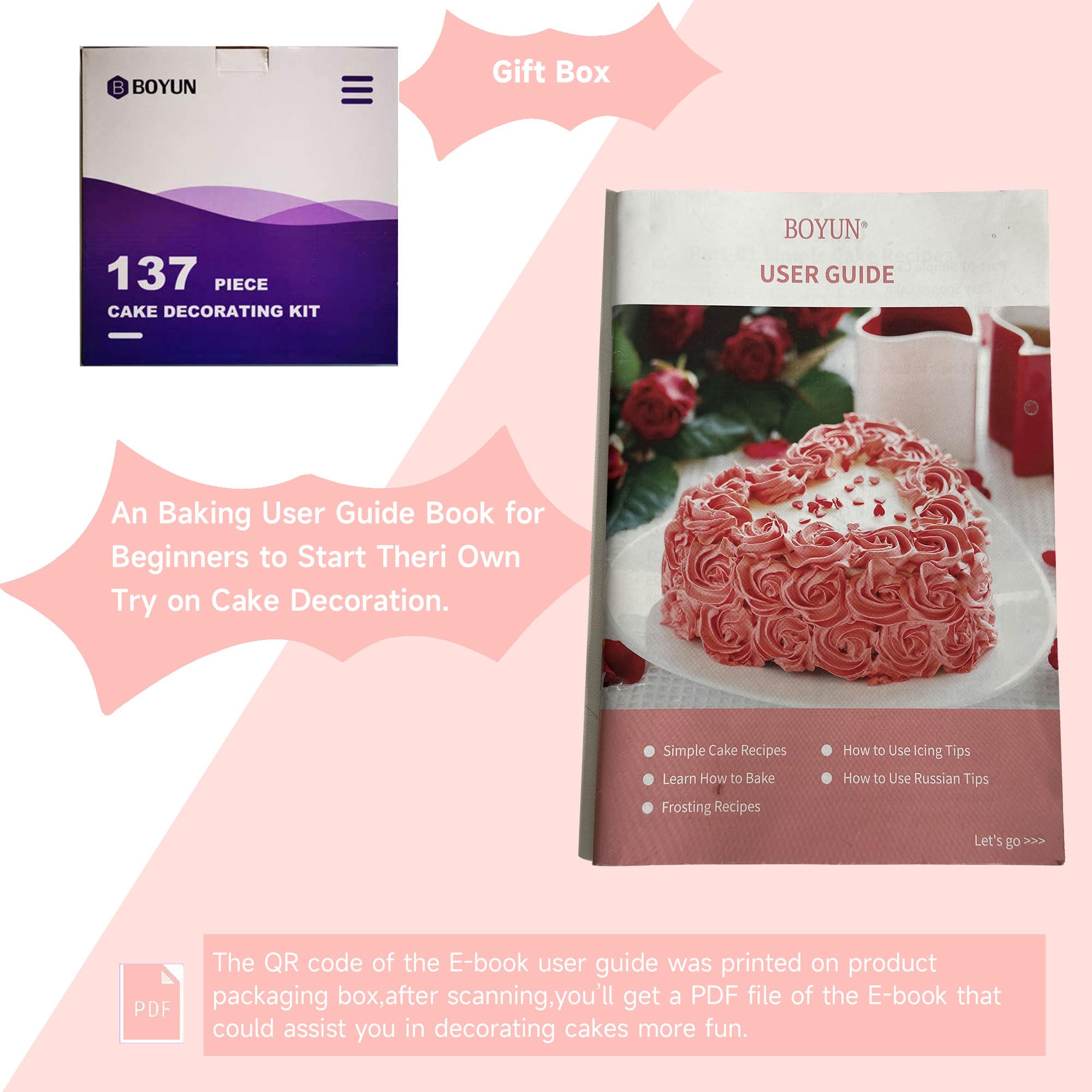 137-piece pink cake decorating kit with piping tools - gallery 4