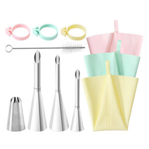 304 Stainless Steel TPU PP Seamless Nordic-Style Puff Nozzles 11-Piece Set Cake and Cream Decorating Tips Baking Tool Wholesale