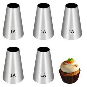 1A Piping Tip, Large Piping Tips for Cake Decorating Round Plain Icing Tip for Macarons Filling Cupcake Frosting Nozzles Stainless Steel Baking Decoration Tools