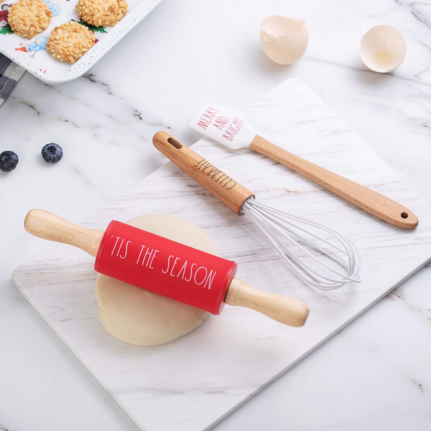 Baking tools and utensils - silicone rolling pin, whisk and spatula set