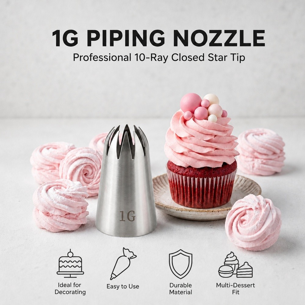 1G Piping Nozzle – Seamless 304 Stainless Steel, 10-Ray Closed Star Tip