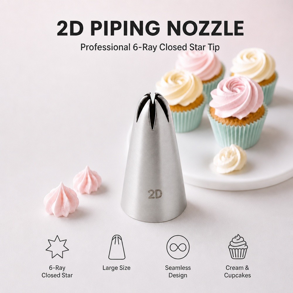 2D Piping Nozzle – Seamless 304 Stainless Steel, 6-Ray Closed Star Tip