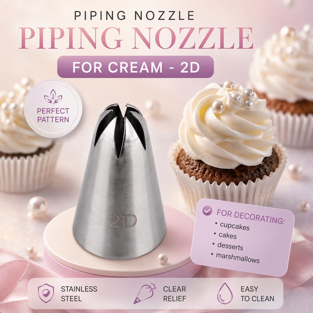 2D Piping Nozzle – Seamless 304 Stainless Steel, 6-Ray Closed Star Tip - Image 2