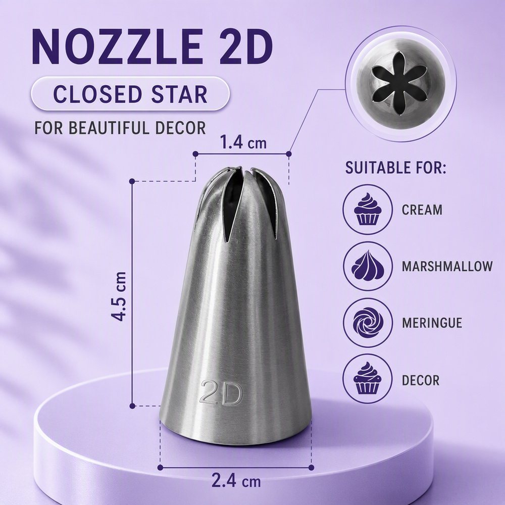 2D Piping Nozzle – Seamless 304 Stainless Steel, 6-Ray Closed Star Tip - Image 3