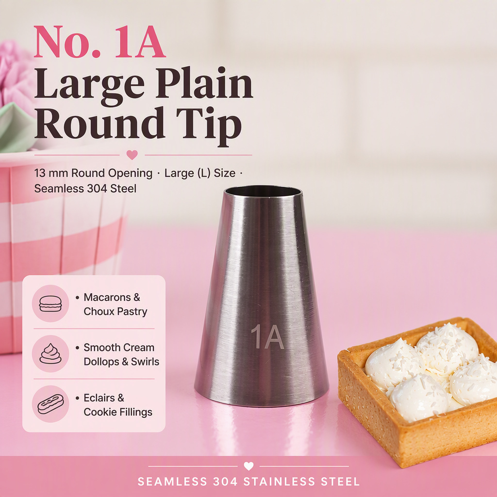 No. 1A plain round piping tip rear opening and seamless body