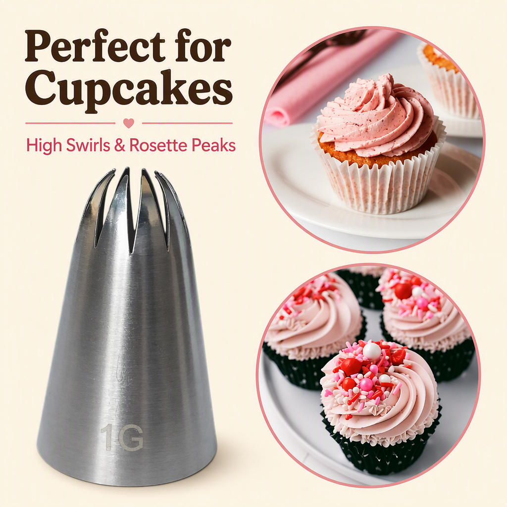 No. 1G Piping Nozzle – 10-Ray Closed Star Icing Tip, Seamless 304 Stainless Steel - Image 10