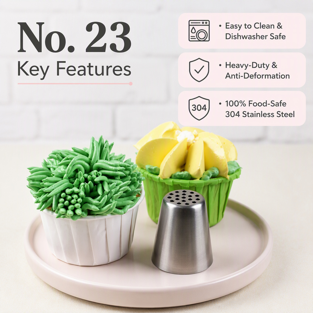 No. 23 multi-hole grass tip piping buttercream grass and a nest texture — Willia Bake