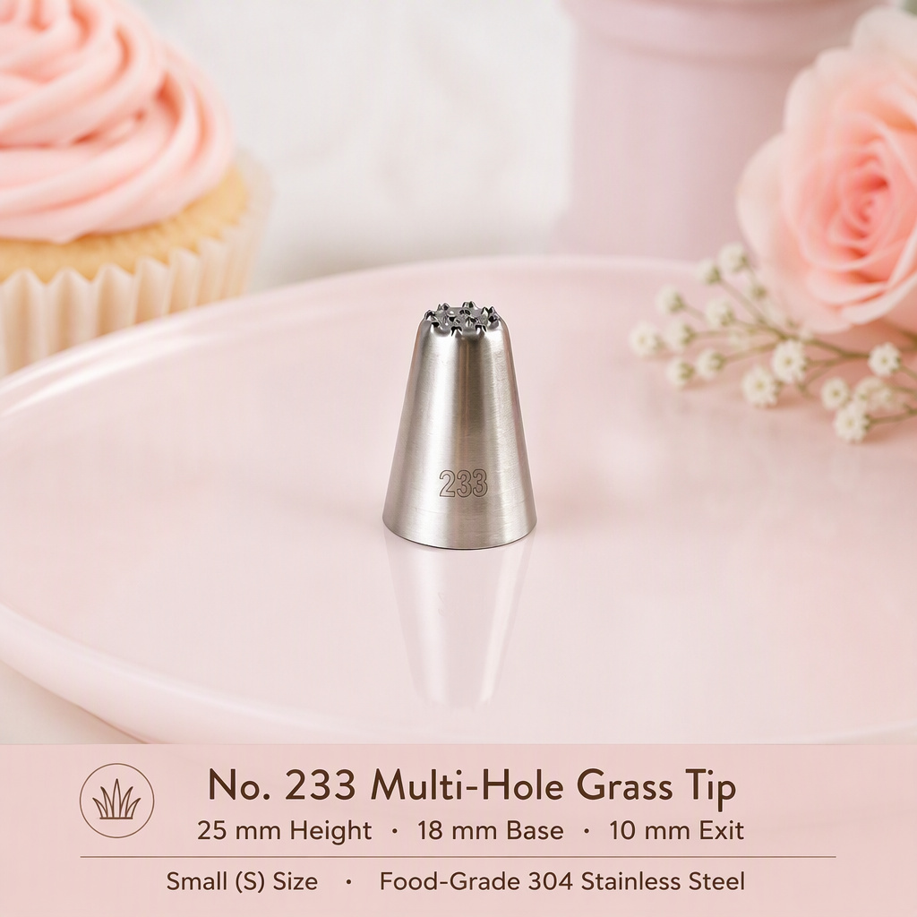No. 233 piping nozzle fitted with standard small coupler and pastry bag