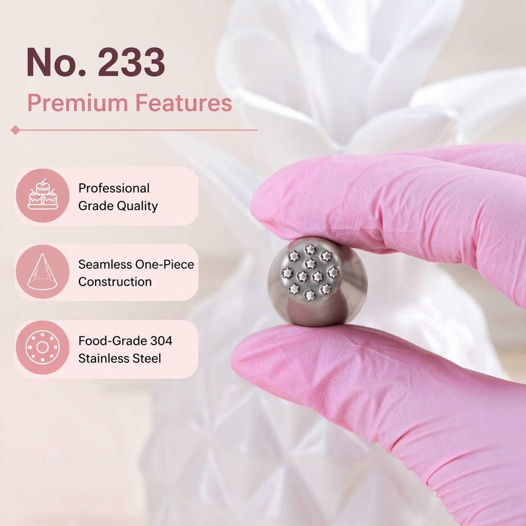 Seamless interior finish and deep-drawn 304 food-grade stainless steel build of No. 233 tip