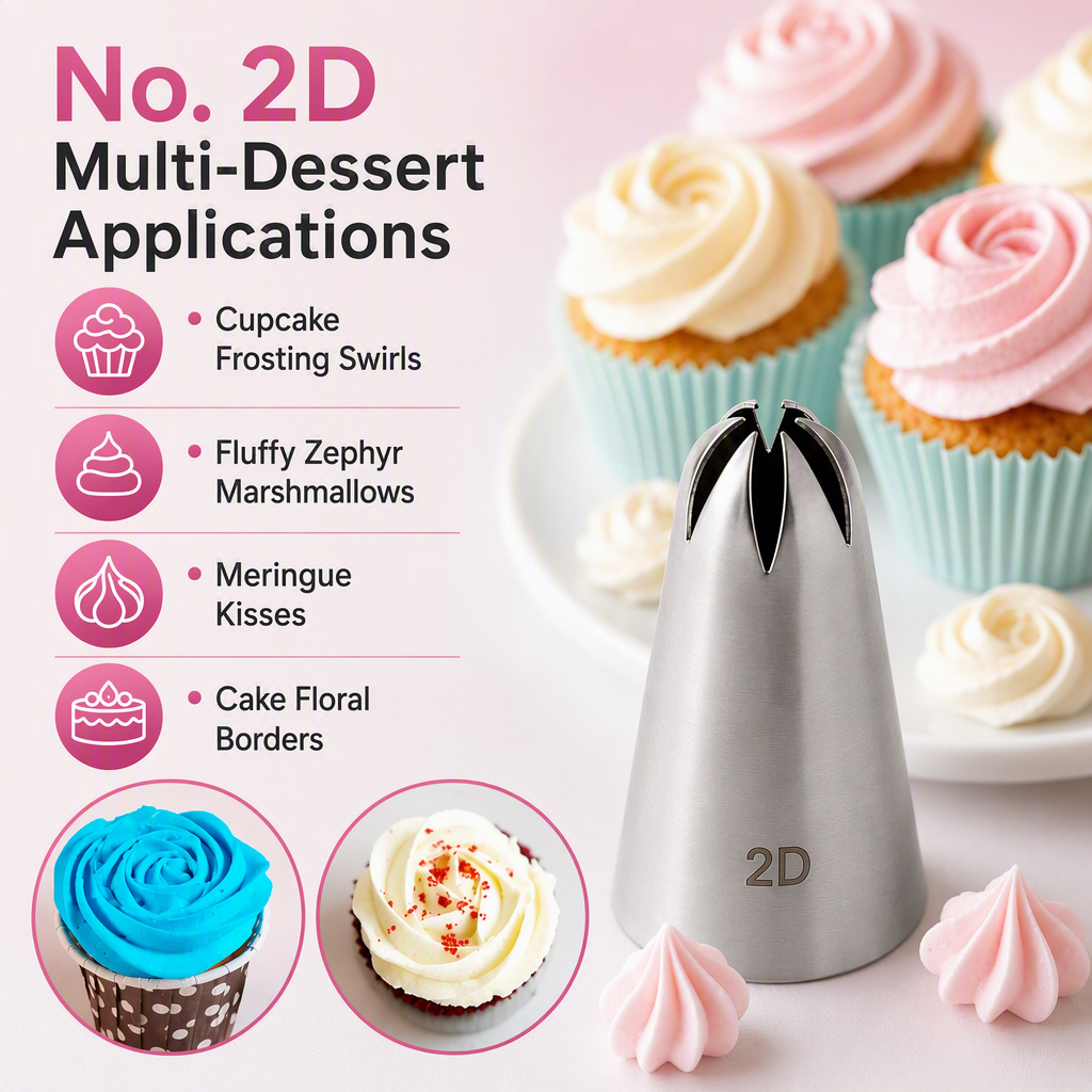 No. 2D 6-cut drop flower closed star piping nozzle application examples