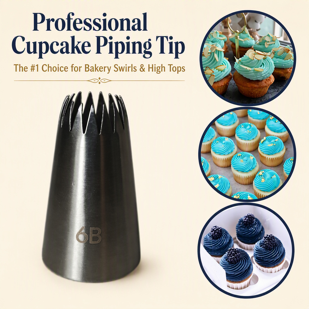 6B Piping Tip – Large Open Star Icing Nozzle, Seamless 304 Stainless Steel - Image 5