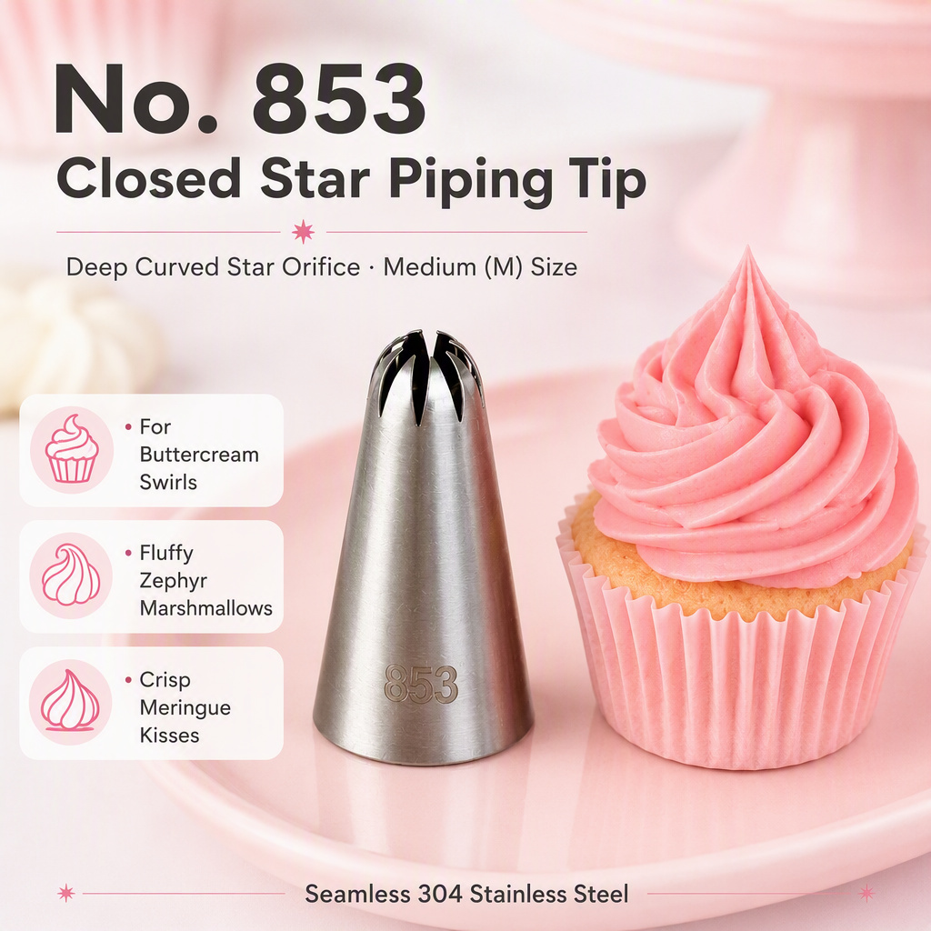 853 Closed Star Piping Tip – Seamless 304 Stainless Steel