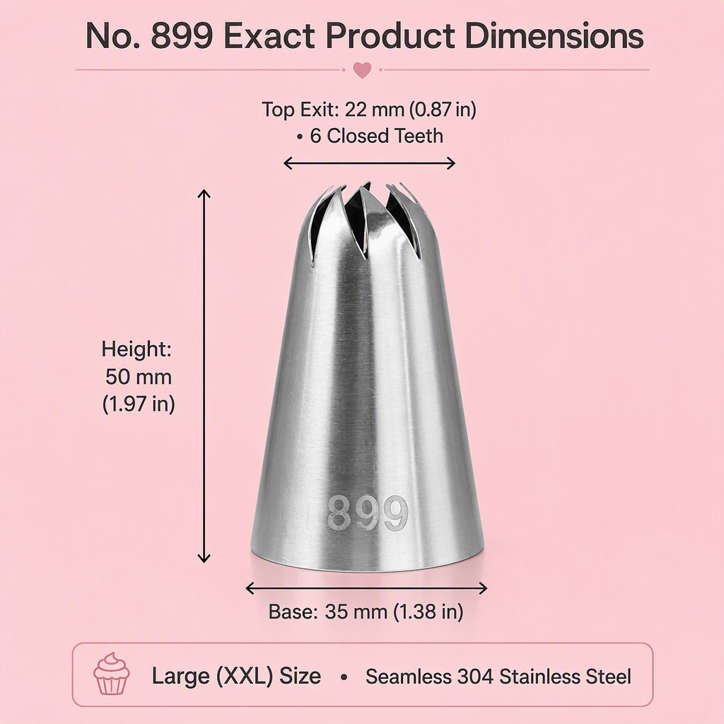 899 Giant Closed Star Piping Tip – Large XXL 22 mm Nozzle, Seamless 304 Stainless Steel - Image 2