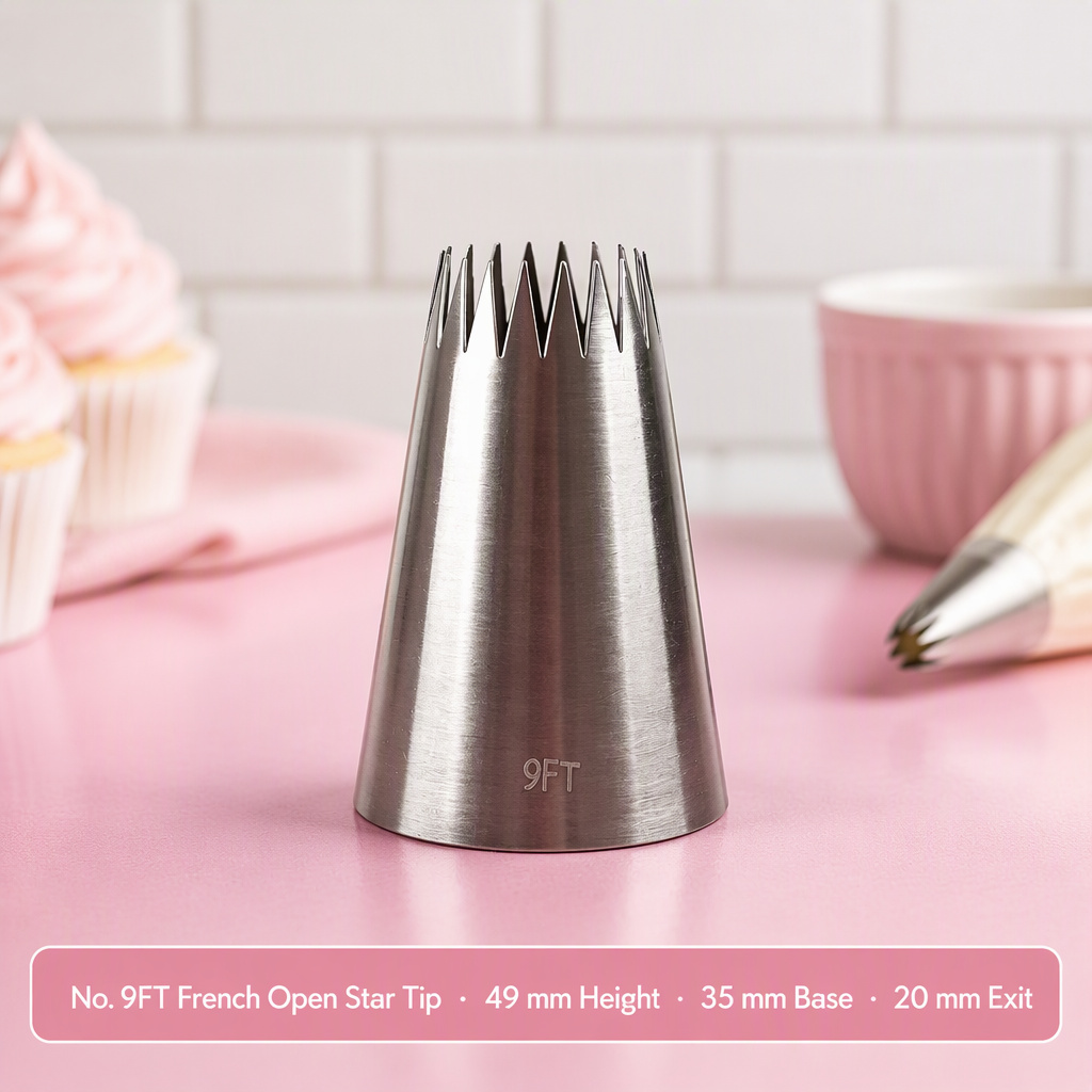 No. 9FT French Open Star Piping Tip – XXL Pastry Tip for Eclair, Choux & Cake Borders - Image 8