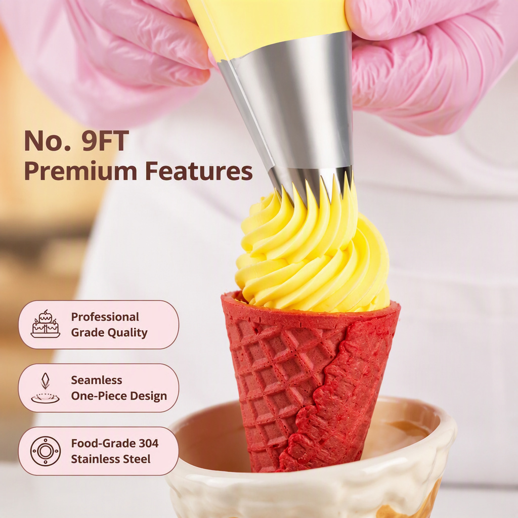 No. 9FT French Open Star Piping Tip – XXL Pastry Tip for Eclair, Choux & Cake Borders - Image 7